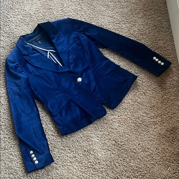 White House Black Market Deep Blue Velvet Blazer - Picture 2 of 12